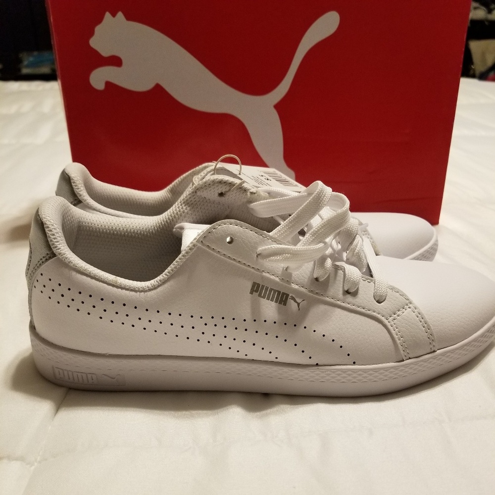 Puma Smash Perf Women's White & Silver Sneakers